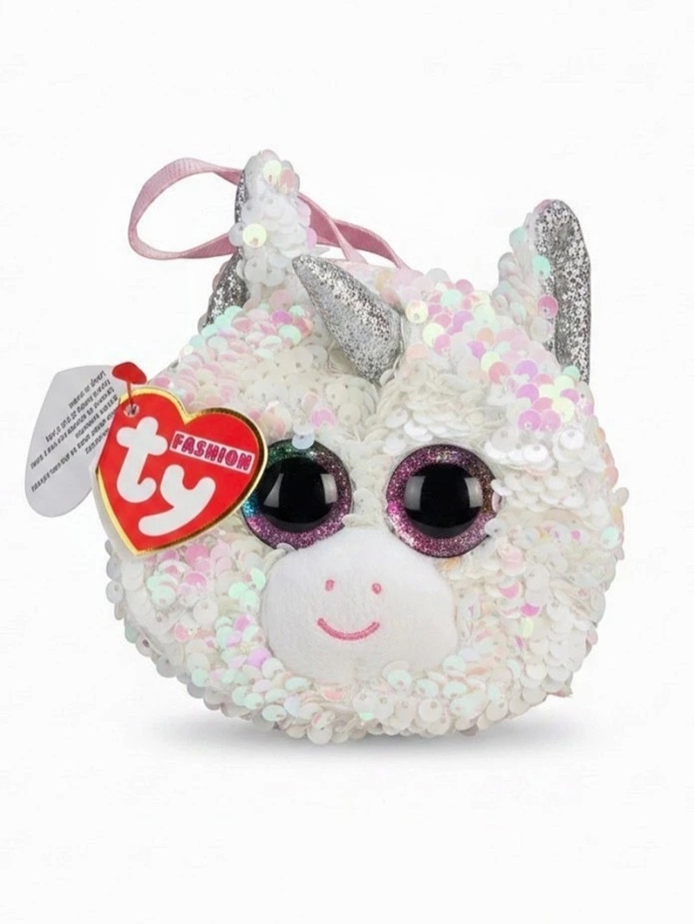 Ty Fantasia the Unicorn Sequin Wristlet Coin Purse Pink & White